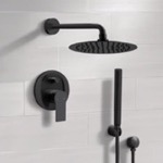 Remer SFH73 Matte Black Rain Shower System with Handheld, Rain Shower Head, Shower Faucet Set